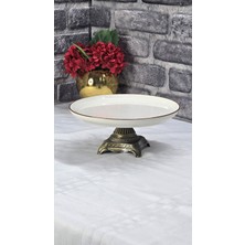 SEÇKİNEV Bilbao 25CM Porselen, Döküm Metal Gt Ayaklı Sunum Tabağı Altın/gümüş/eskitme