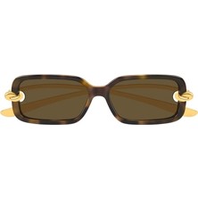 Bottega Veneta BV1439S 002 Havana Gold Knot Rectangle Güneş Gözlüğü
