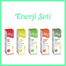 Enerji Yağ Seti (Gül,limon,nane,portakal,biberiye)20 ml 5'li Damlalıklı Set
