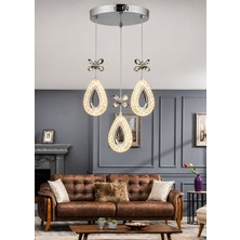 Nord Light 3\'lü Damla Sarkıt 3 Renk Ledli Avize Krom NL-1015