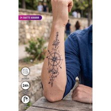 BP Tattoo 1 Ay Kalıcı, Suya Dayanıklı Pusula Dövmesi - 24 Saatte Koyulaşır