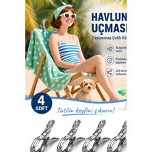 Binbirreyon 4 Adet Büyük Boy Paslanmaz Çelik Havlu Şezlong Mandalı Klips 12CM DH147