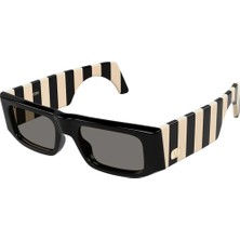 Valentino VG0005S 004 Black Ivory Striped Güneş Gözlüğü