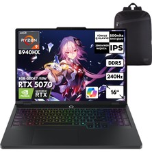 Lenovo Legion Pro 5 16ADR10 Ryzen 9-8940HX 32-Gbddr5 1 Tbssd RTX5070 (8GB-GDDR7-115W) 16" Wqxga Windows 10 Pro + Qb Sırt Çantası 83LT0046TRQB37