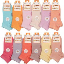 Dündar-Kız Çocuk Modal Patik Dikişsiz Pastel Renk Çorap 8047-6 Adet-Karışık Renk-3 Yaş