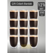 Jet's Home 12’li Set Latte Bardağı Cappuccino Bardağı Çift Cidarlı Bardak Americano Bardağı 350 ml Kahve Bardak