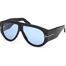 Tom Ford Bronson FT1044 01V Parlak Siyah Mavi Unisex Güneş Gözlüğü