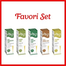 Favori Yağ Seti (Çam Terebentin,kekik,misk Adaçayı,tatlı Badem,jojoba) 20 ml 5'li Set Damlalıklı