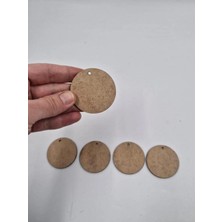 Mu Art Ahşap 5 cm Çapında 5 Adet Yuvarlak Delikli 3mm Mdf Disk Seti