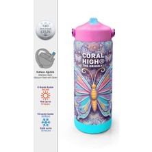 Coral High Kelebek Desenli Çelik Termos Matara 650 ml 38306