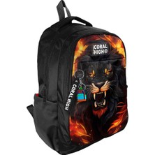 Coral High Siyah Aslan Desenli Okul Çantası 23671