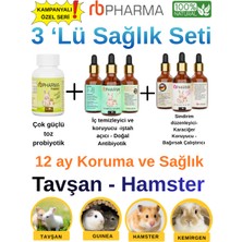 RB Pharma Tavşan Hamster Guinea Pig Kemirgen Sağlık Seti 3'lü - Probiyotik Toz, Doğal Sarımsak Ekstresi ve Bağışıklık Destek Damlası