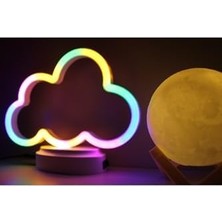 Vavis Işık KASABASI(106) Neon Bulut ve 3D LED Sarı Küre Gece Lambası Sarı