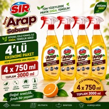 Sir Sıvı Arap Sabunu Sprey Tüm Yüzeylerde Pratik Doğal Temizlik 4 x 750 ml (Toplam 3000 Ml) 4'lü Ekonomi Paket