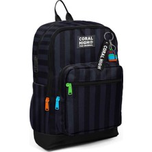Coral High Siyah Çizgi Desenli Okul Çantası 33218