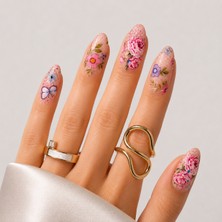 Takma Takma Renkli Nail Art Kısa Badem El Yapımı Jel Takma Tırnak KKYL1789 Renkli-Xs