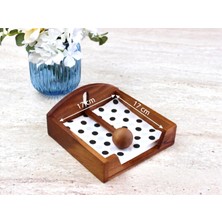 Limon Dekor Doğal Akasya Ağacı Peçetelik - Rüzgar Korumalı Ağırlıklı Ahşap Masaüstü Kare Peçetelik - Iç ve Dış Mekan, Bahçe, Balkon Uyumlu (17X17 Cm)