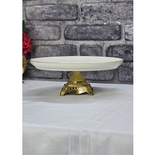 SEÇKİNEV Bilbao 29CM Porselen, Döküm Metal Gt Ayaklı Sunum Tabağı Altın/gümüş/eskitme
