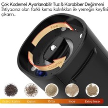 Vavis Neo Şarjlı Stantlı Karabiber, Tuz Öğütücü, Şarjlı Otomatik Tuz Öğütücü, 3 Kademe Ayarlı Baharat Değirmeni, LED Işıklı Tuzluk & Biberlik, Portatif Her Alana Uygun Kullanım