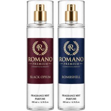 Romano Bombshell-Black Opium Ikili Set Vücut Spreyi 200 ml Kalıcı Yüksek Esans