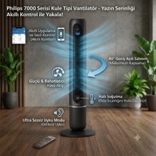 Philips 7000 Serisi Kule Tipi Vantilatör 12 Kademeli Ultra Sessiz Uzaktan Kumandalı Fan Güçlü Hava Akışı ve Zaman Ayarlı
