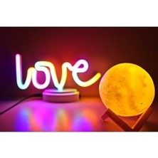 Vavis Işık KASABASI(104) Love Neon ve Küre Gece Lambası, 3d,yazılı Konsept Renkli