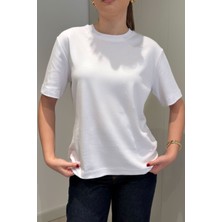 Magarde %100 Pamuk Kısa Kol Basic T-Shirt- Beyaz
