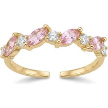 Fashion Pembe Zirkon Taşlı Ayarlanabilir Şık Kadın Yüzük