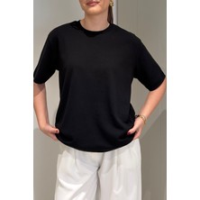 Magarde %100 Pamuk Kısa Kol Basic T-Shirt- Siyah