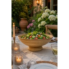 Naturel Dekor Bambu Ahşap Ayaklı Meyvelik 30 Cm,  Meyve Tabağı, Dekoratif Kase, Şekerlik, Çerezlik, Salata, Iskandinav, Modern, Bohem
