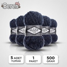 Alize Süperlana Maxi - 805 Jaspe Lacivert - 5'li Paket - 100GR/100M - El Örgü Ipi - Atkı Hırka Yelek Kazak Şal Ipi
