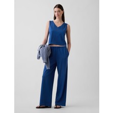 Gap Kadın Mavi Örgü Wide-Leg Pantolon