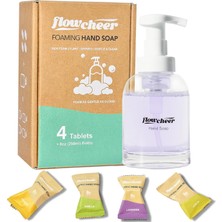 EstoreBox Flowcheer Köpük El Sabunu Dolum Tabletleri - Cam Köpük Sabunluk Combo - Crystalclear Cam Şiş
