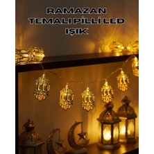 Teknodayım Teknocanmarketing Pilli Ramazan Işıkları Altın Renk Fener Figürlü LED Süsleme