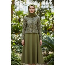 Stil Kuşağı Etnik Desenli Top Düğmeli Scuba Takım