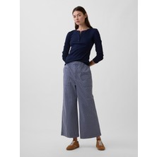Gap Kadın Mavi High Rise Baskılı Easy Wide-Leg Khaki Pantolon