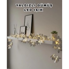 Teknodayım Teknocanmarketing Yaldızlı Gümüş Yaprak LED Işık Pilli Dekoratif Ortam ve Yılbaşı Aydınla