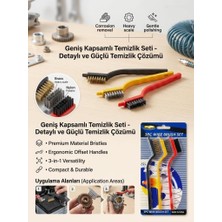 Abnturk 3 Parçalı Detay Temizlik Seti Dayanıklı ve Ergonomik Tasarım  Uzun Ömürlü Tel Fırça Pas Giderme ve Detaylı Temizlik Için Ideal 3 Farklı Başlık Yağ ve Ağır Kir Temizleyici