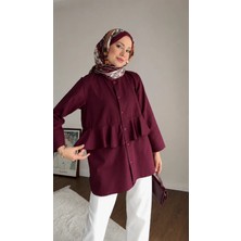 RFK Butik Kadın Alerli Seyyar Kemerli Poplin Gömlek Tunik - Bordo