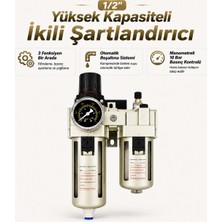 Badem10 Otomatik Boşaltmalı Ikili Hava Şartlandırıcı Kompresör Filtre Regülatör Yağlayıcı Manometreli Frl