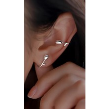Atalya Accessory Gümüş Renk Kadın Gül Lale Modeli Minimal Çiçek Küpe