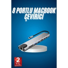 Teknodayım Teknocanmarketing 8 Port Çoklayıcı Macbook ile Uyumlu Çoğaltıcı Type-C Dönüştürücü Tf S