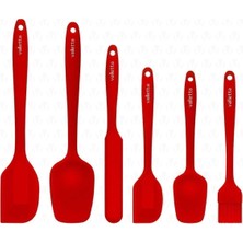 OEM Drongo Isıya Dayanıklı Yanmaz Yapışmaz Silikon Spatula Seti 6 Parça Kırmızı