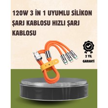 Belirtilmemiş 120 W Şarj ve Veri Aktarımı Kablo– 3 Başlıklı Çok Amaçlı Kablo Yüksek Hızlı