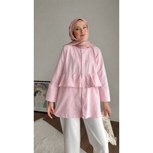 RFK Butik Kadın Alerli Seyyar Kemerli Poplin Gömlek Tunik - Pembe