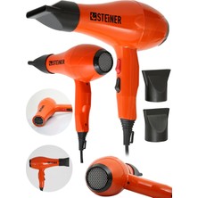 EstoreBox Steiner 3800 W Profesyonel Saç Kurutma Makinesi Fön Makinesi Ac Motor MS-9001 Turuncu + 2 Ade