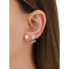 Atalya Accessory Incili Lale Modeli Gümüş Renk Kadın Çelik Küpe