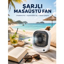 Teknodayım Teknocanmarketing Şarjlı Masaüstü Fan 3 Kademeli Hız Ayarlı Güçlü Hava Akışı
