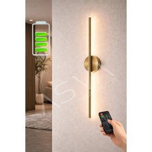 Asva Aydınlatma Eskitme Gold Şarjlı LED Aplik 68 cm Kumandalı Duvar Apliği Ayarlanabilir Işık Dekoratif Aydınlatma