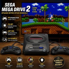 Winex Sega Mega Drive 2 48 Oyunlu 16-Bit Retro Oyun Konsolu Kablolu Çift Kol ile Eğlenceli Deneyim